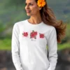 Beautiful Hibiscus - White Long Sleeve Crewneck T-Shirt
