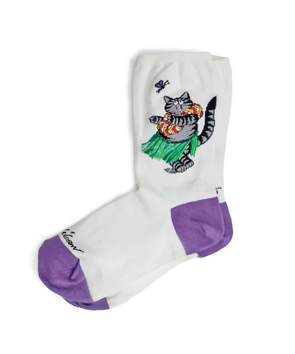 B. Kliban Hula Cat - Graphic Cotton Crew Socks 1 B. Kliban Hula Cat - Graphic Cotton Crew Socks