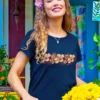 Hibiscus Band - Navy Short Sleeve Scoop Neck T-Shirt