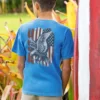 Eagle Flag - Blue Hawaii Dyed Short Sleeve Crewneck T-Shirt
