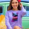 Tropical Sunrise - Lavender Dyed Long Sleeve Crewneck T-Shirt