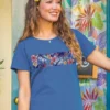 Tropical Purple Band - Blueberry Dyed Short Sleeve Scoop Neck T-Shirt