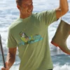 B. Kliban Fly Fishing Cat - Hemp Dyed Short Sleeve Crewneck T-Shirt