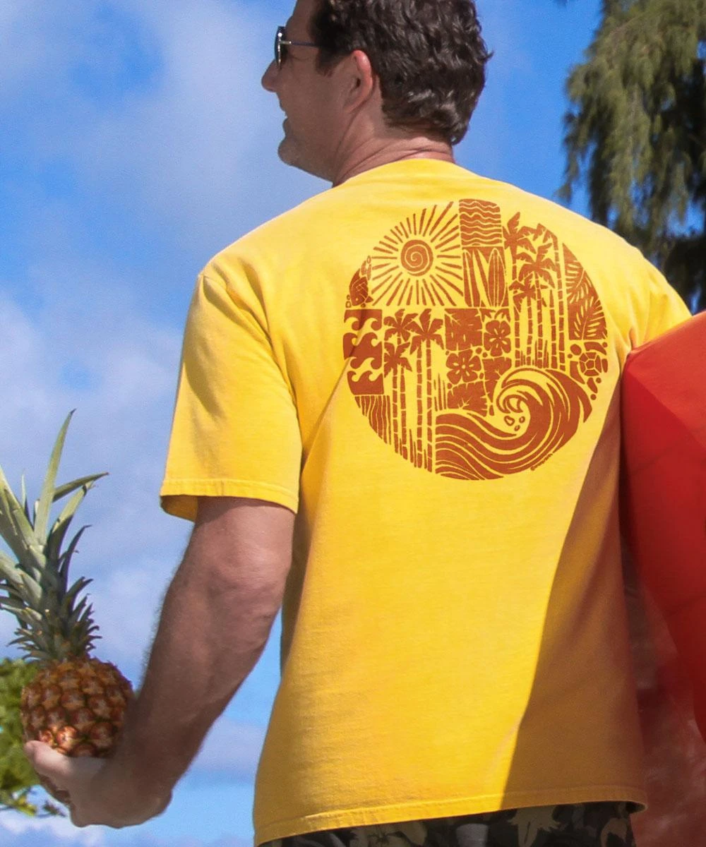 Tribal Island Elements - Pineapple Dyed Short Sleeve Crewneck T-Shirt 1 Tribal Island Elements - Pineapple Dyed Short Sleeve Crewneck T-Shirt