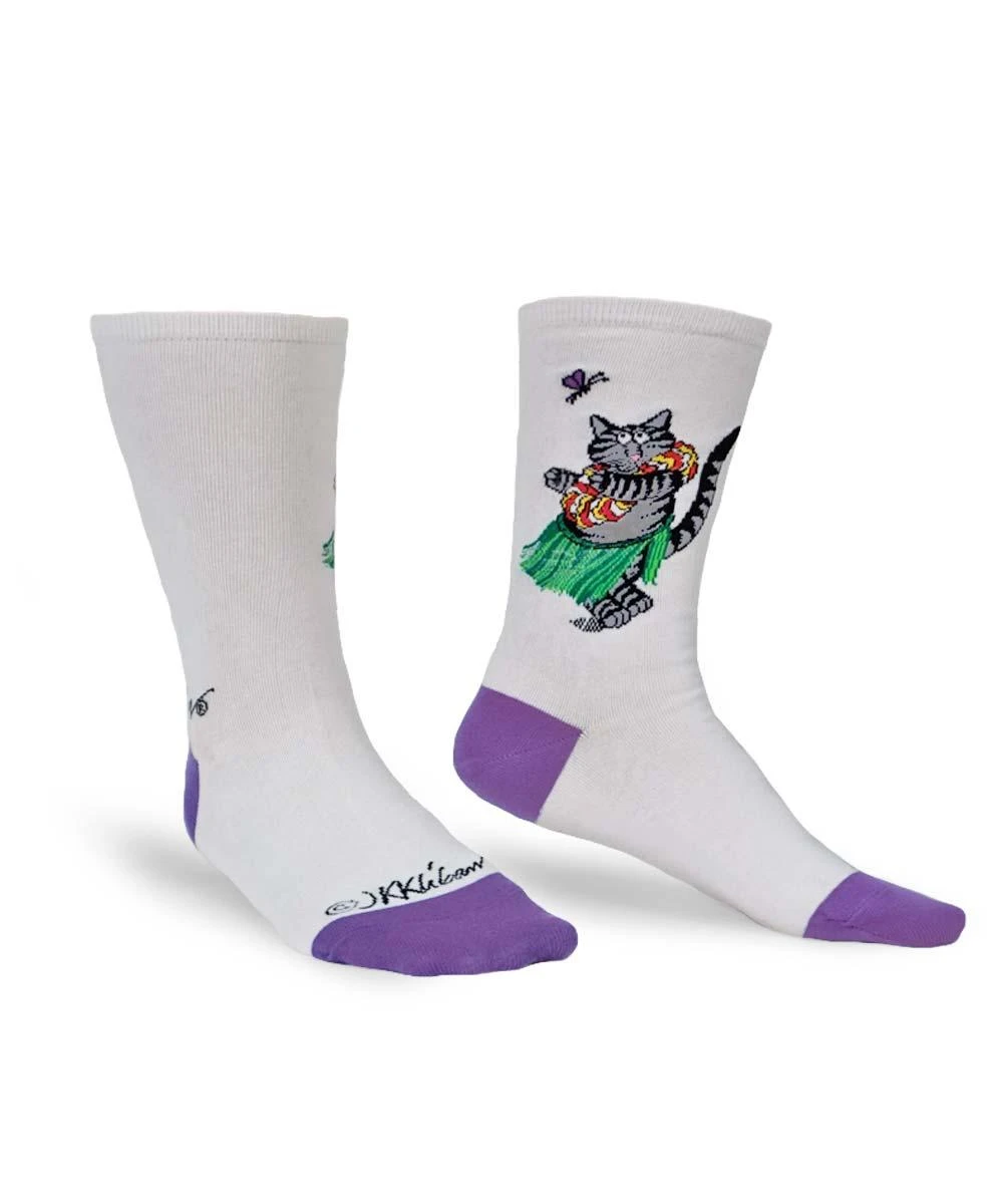 B. Kliban Hula Cat - Graphic Cotton Crew Socks 2 B. Kliban Hula Cat - Graphic Cotton Crew Socks - Image 2