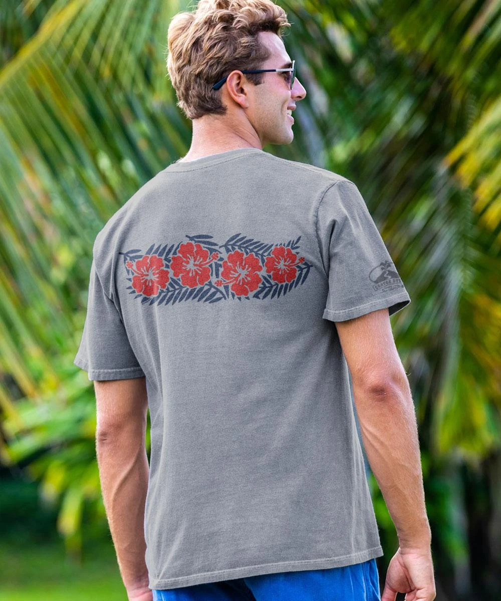 Retro Hibiscus - Crater Dyed® Short Sleeve Crewneck T-Shirt 2 Retro Hibiscus - Crater Dyed® Short Sleeve Crewneck T-Shirt - Image 2