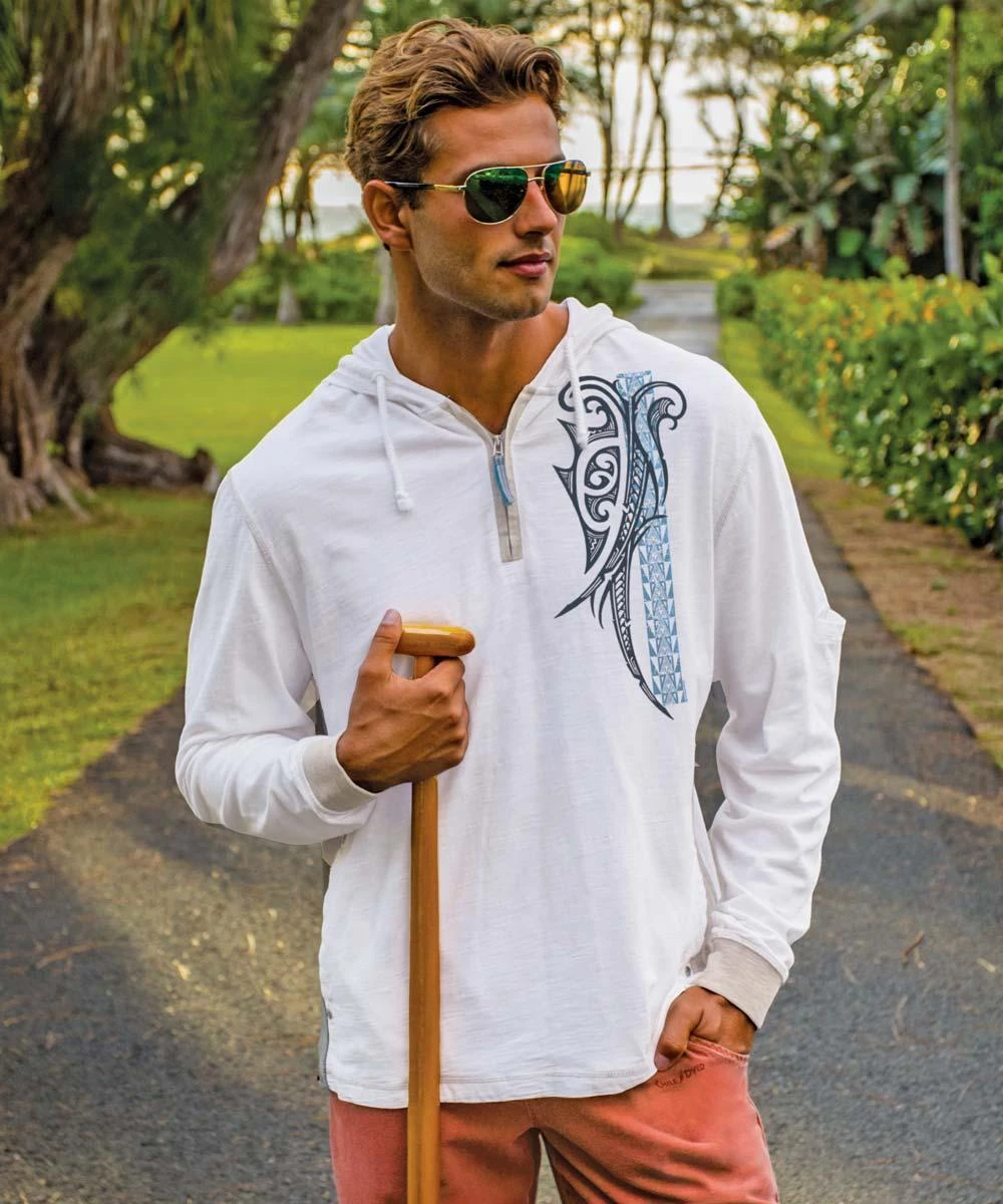 Ali’i Guard - Natural/Gray Long Sleeve Longboard Hooded Tee 1 Ali’i Guard - Natural/Gray Long Sleeve Longboard Hooded Tee