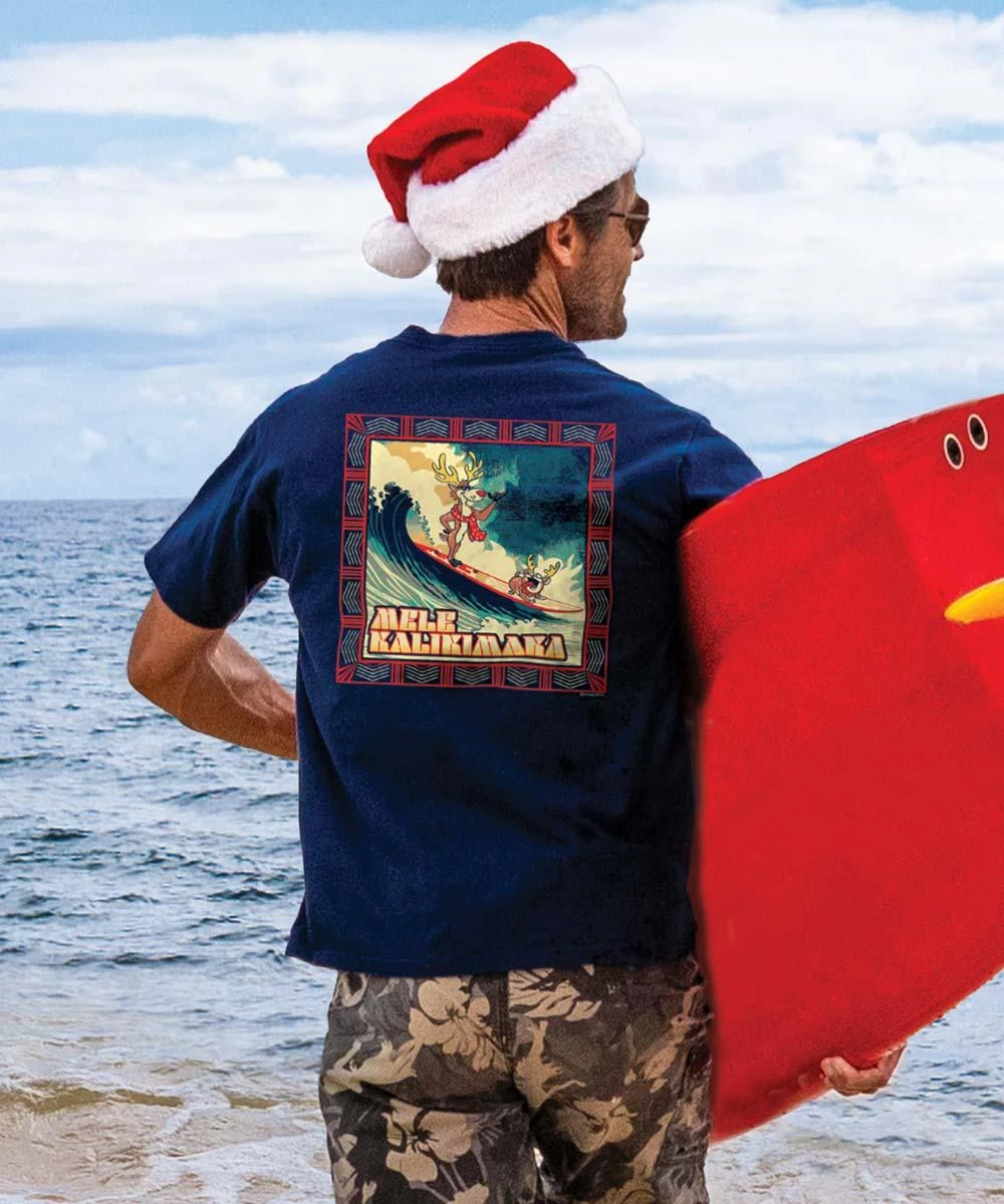 Reindeer Wave - Navy Short Sleeve Crewneck T-Shirt 1 Reindeer Wave - Navy Short Sleeve Crewneck T-Shirt