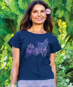 Forest Wrap - Navy Short Sleeve Scoop Neck T-Shirt