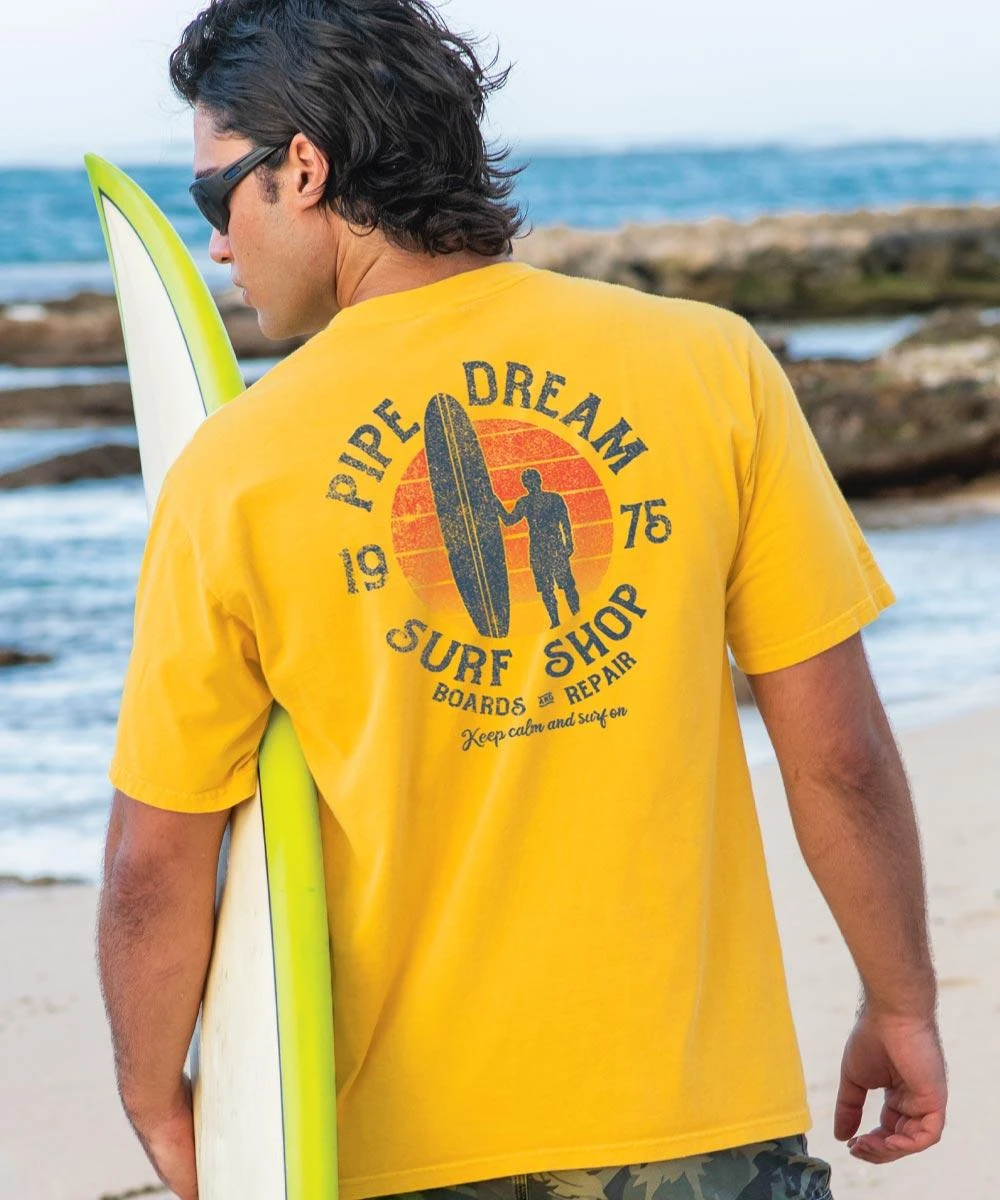 Pipe Dream Surf Shop - Pineapple Dyed Short Sleeve Crewneck T-Shirt 1 Pipe Dream Surf Shop - Pineapple Dyed Short Sleeve Crewneck T-Shirt