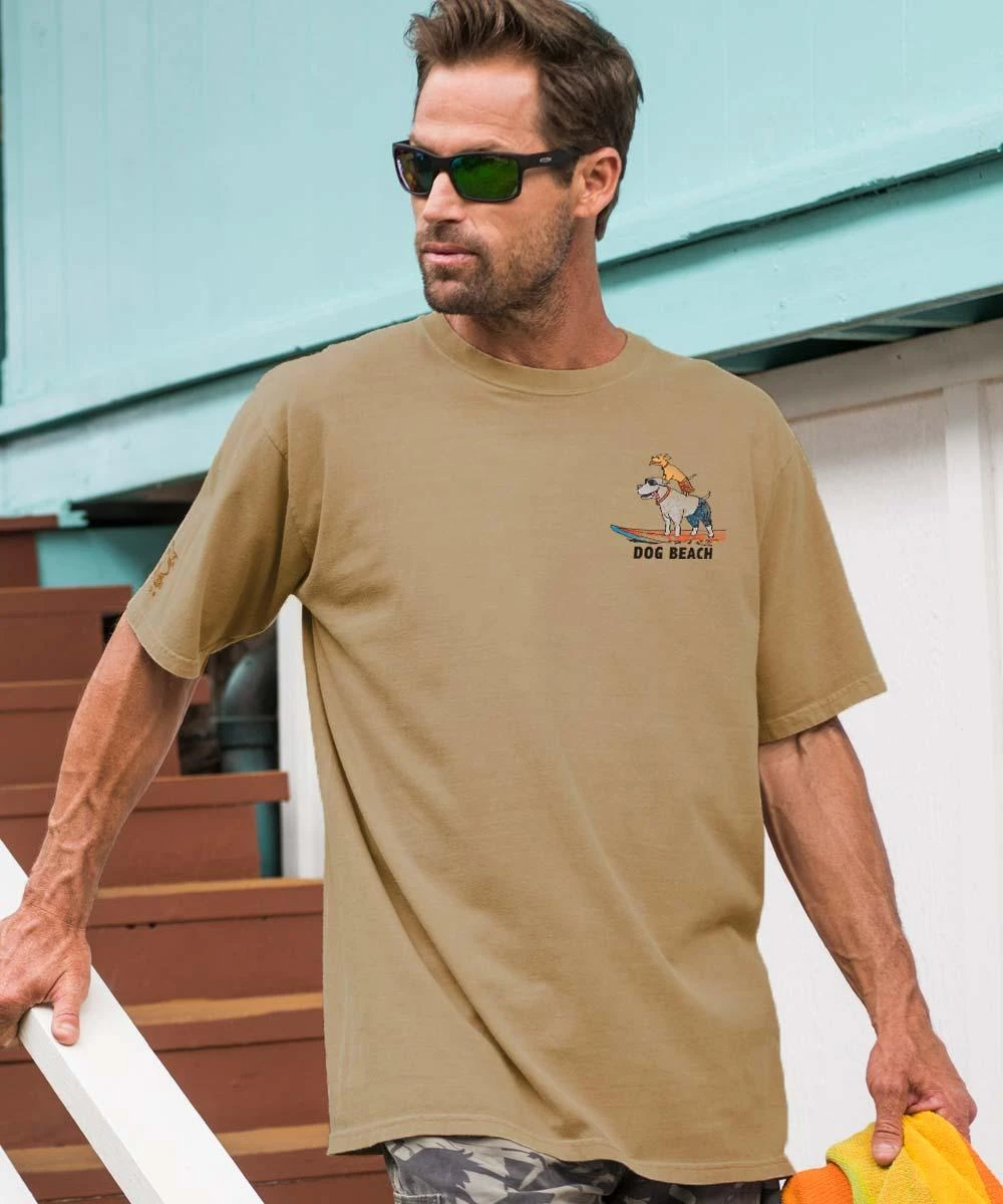 Dog Beach - Kona Coffee Dyed Short Sleeve Crewneck T-Shirt 2 Dog Beach - Kona Coffee Dyed Short Sleeve Crewneck T-Shirt - Image 2
