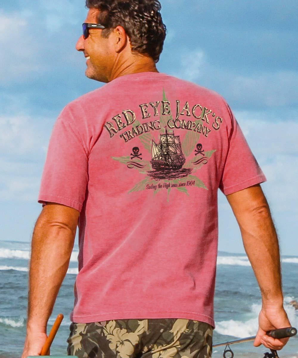 Red Eye Jacks - Paradise Red Dyed Short Sleeve Crewneck T-Shirt 1 Red Eye Jacks - Paradise Red Dyed Short Sleeve Crewneck T-Shirt
