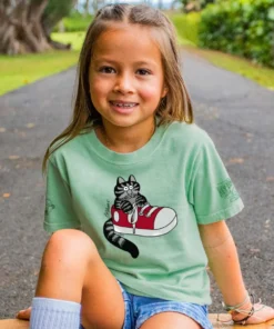 B. Kliban Cat In Sneaker - Key Lime Dyed Short Sleeve Crewneck T-Shirt