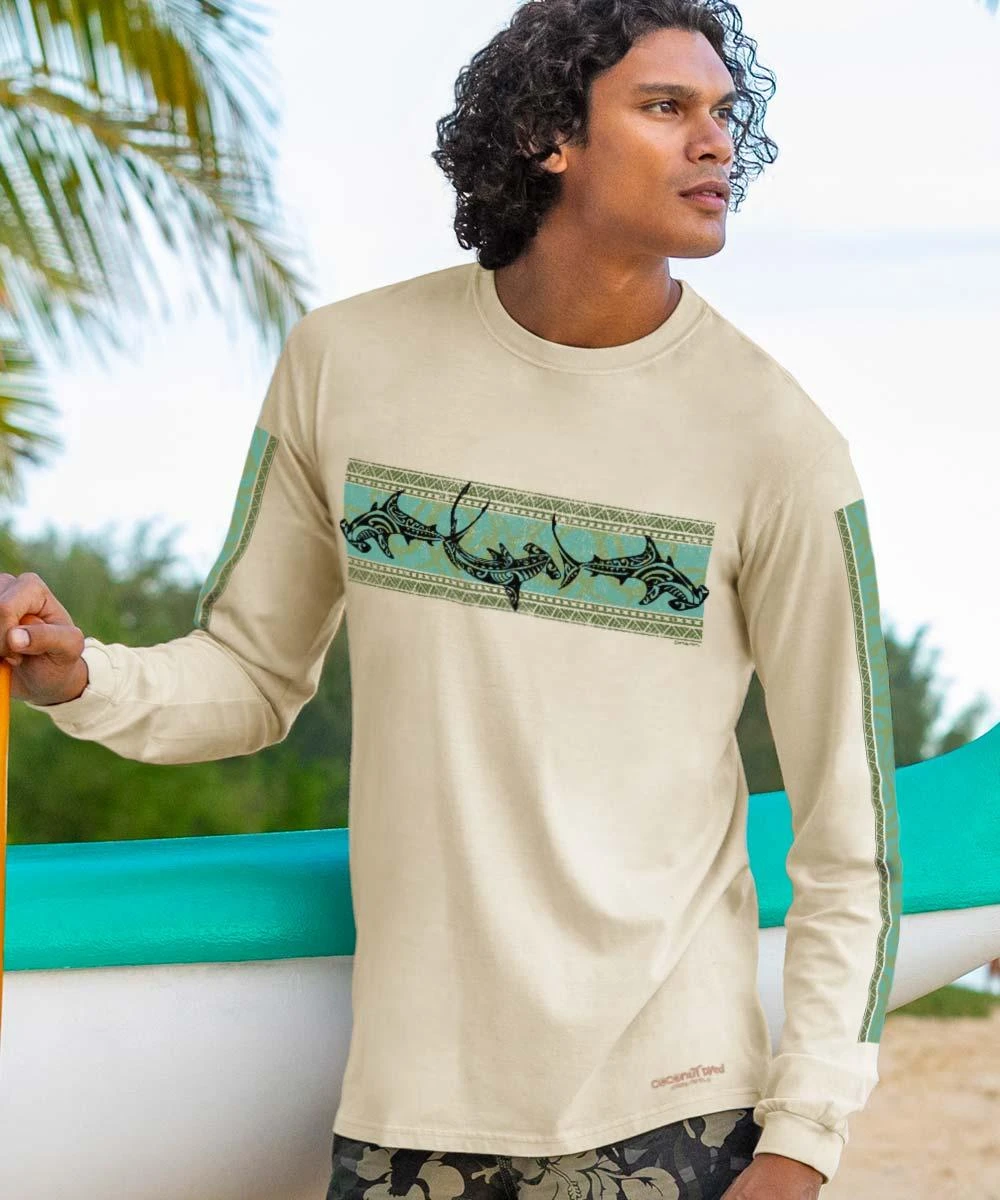 Tri Mano Band - Coconut Dyed Long Sleeve Crewneck T-Shirt 1 Tri Mano Band - Coconut Dyed Long Sleeve Crewneck T-Shirt