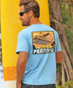 Escape To Paradise - Blue Sky Short Sleeve Crewneck T-Shirt