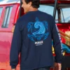 Maui Brewing Co New Big Swell - Navy Long Sleeve Crewneck T-Shirt