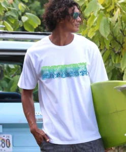 Kapa Stripe - White Short Sleeve Crewneck T-Shirt