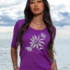 Batik Flora - Violet Short Sleeve Banded Rib Knit T-Shirt