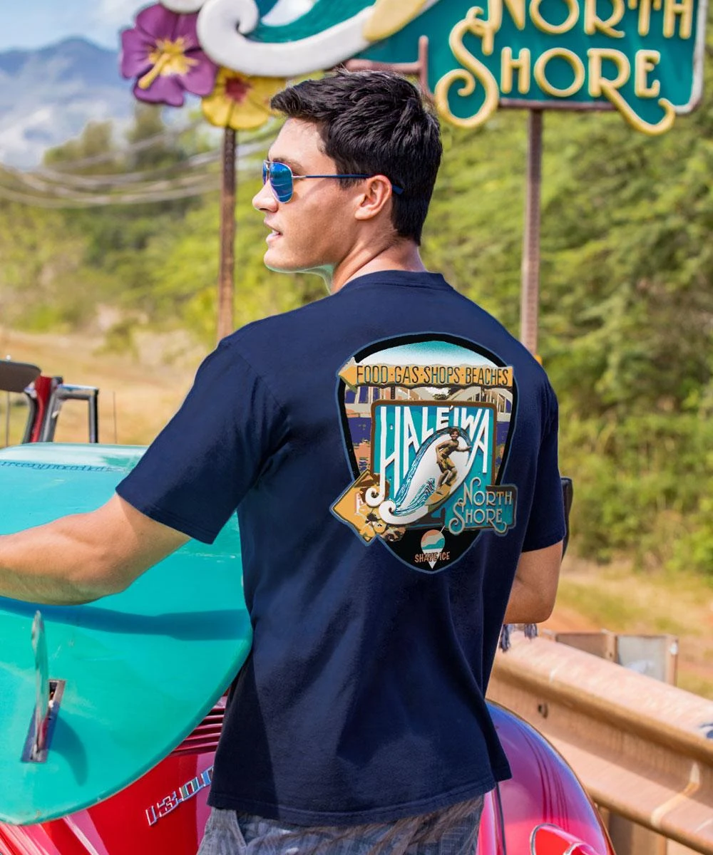 North Shore Signage - Navy Short Sleeve Crewneck T-Shirt 1 North Shore Signage - Navy Short Sleeve Crewneck T-Shirt