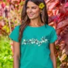 Hibiscus Swirl Band - Jade Short Sleeve Scoop Neck T-Shirt