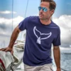 Wyland® Whale Tail Brush - Indigo Short Sleeve Pima T-Shirt