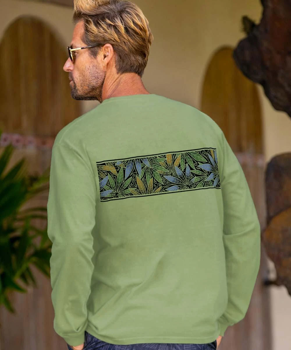Blue Hemp Band - Hemp Dyed Long Sleeve Crewneck T-Shirt 2 Blue Hemp Band - Hemp Dyed Long Sleeve Crewneck T-Shirt - Image 2