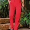 Candy Apple Red Dyed Twill Pants