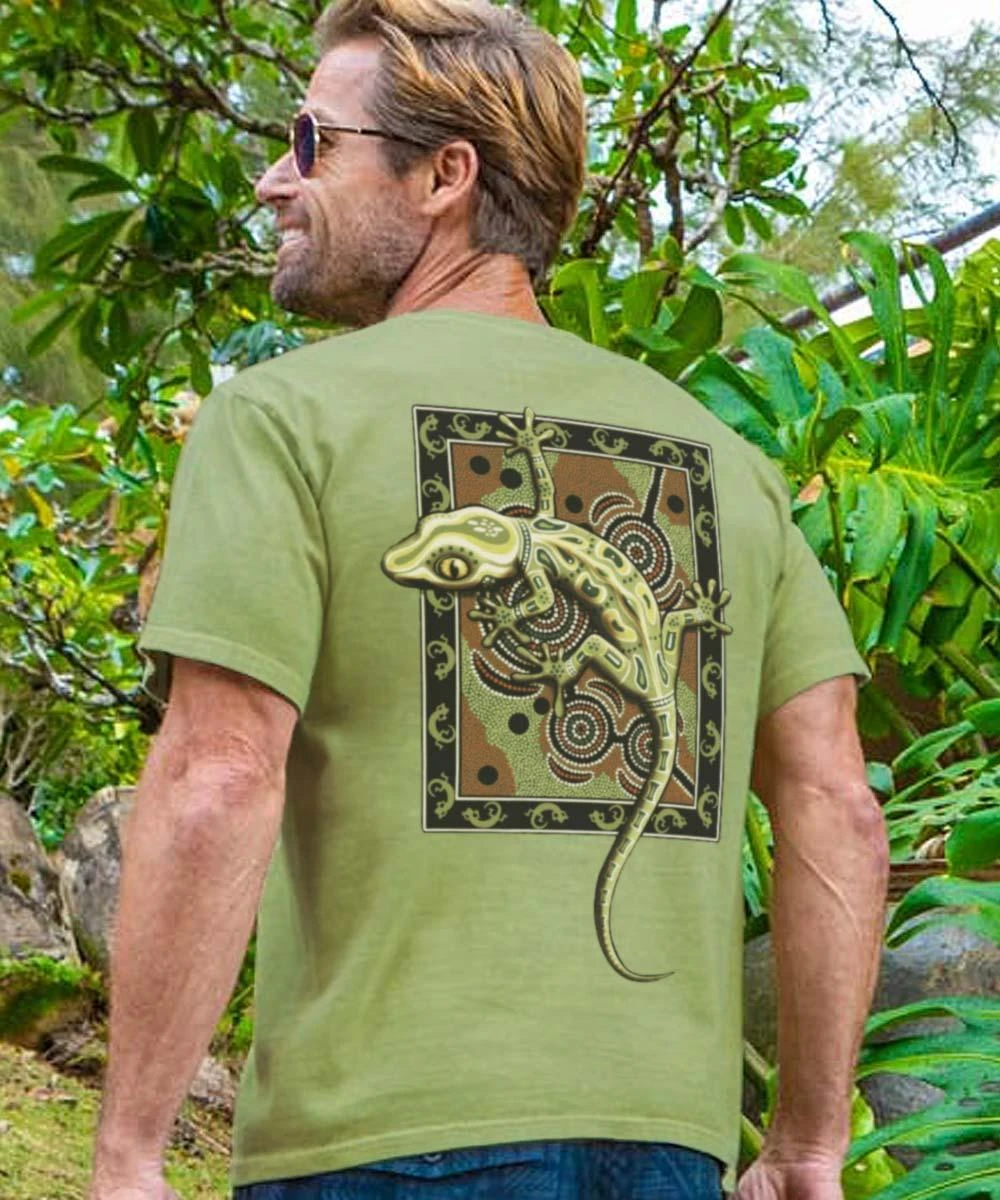 Gecko Mosaic - Hemp Dyed Short Sleeve Crewneck T-Shirt 1 Gecko Mosaic - Hemp Dyed Short Sleeve Crewneck T-Shirt