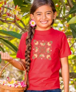 Butterfly Quilt - Candy Apple Red Dyed Short Sleeve Crewneck T-Shirt