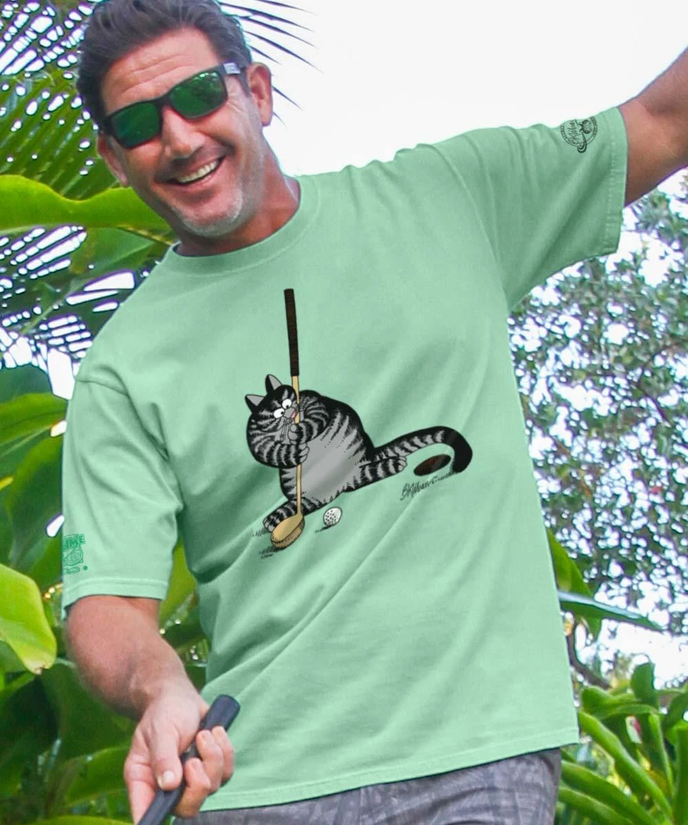 B. Kliban Golf Putt Cat - Key Lime Dyed Short Sleeve Crewneck T-Shirt 1 B. Kliban Golf Putt Cat - Key Lime Dyed Short Sleeve Crewneck T-Shirt