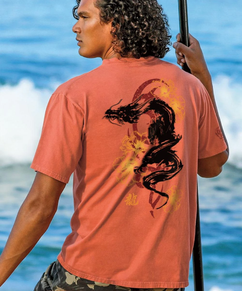 Ink Dragon - Chile Dyed Short Sleeve Crewneck T-Shirt 1 Ink Dragon - Chile Dyed Short Sleeve Crewneck T-Shirt