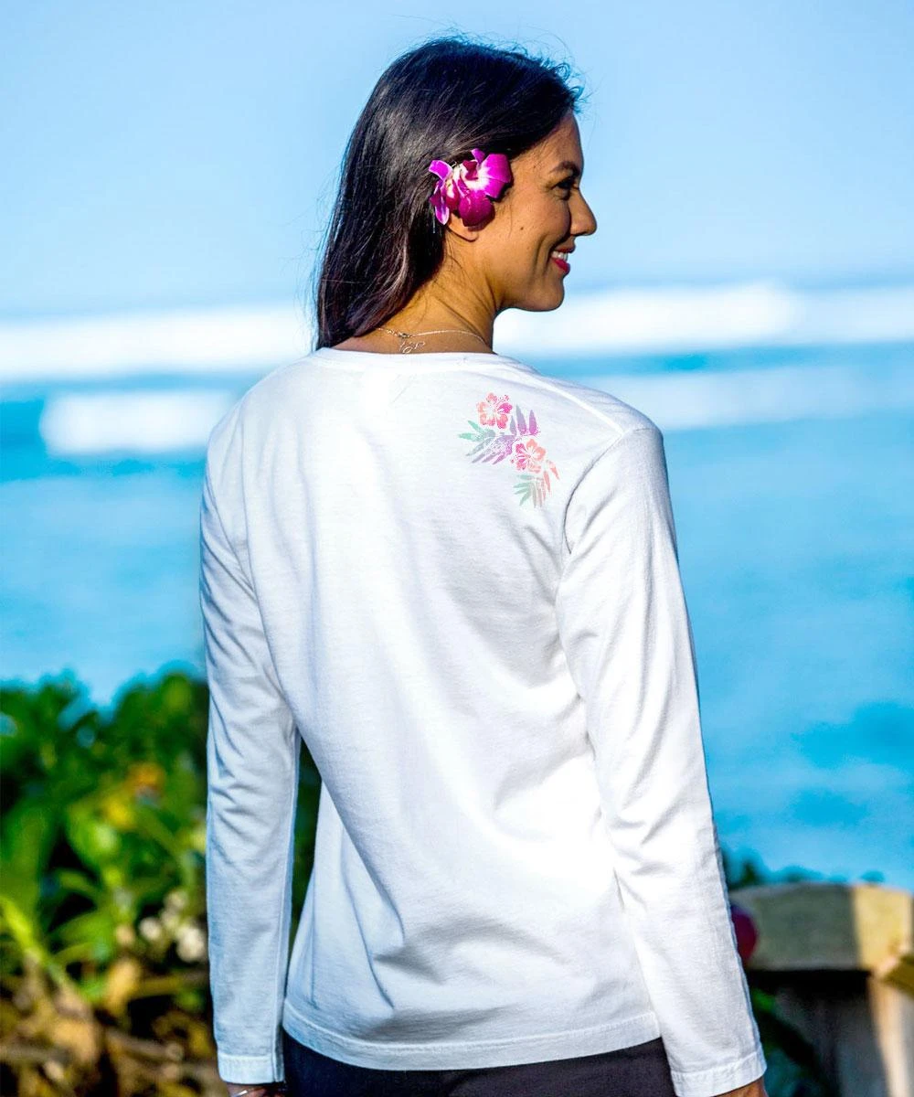 Floral Blends - White Long Sleeve Crewneck T-Shirt 2 Floral Blends - White Long Sleeve Crewneck T-Shirt - Image 2