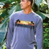 Panoramic Sunset - Crater Dyed® Long Sleeve Crewneck T-Shirt