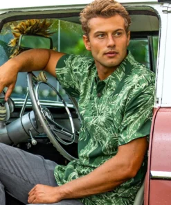 Tropical Canopy - Forest Green Short Sleeve Hawaiian Polo Shirt