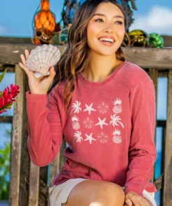 Island Charms - Paradise Red Dyed Long Sleeve Crewneck T-Shirt
