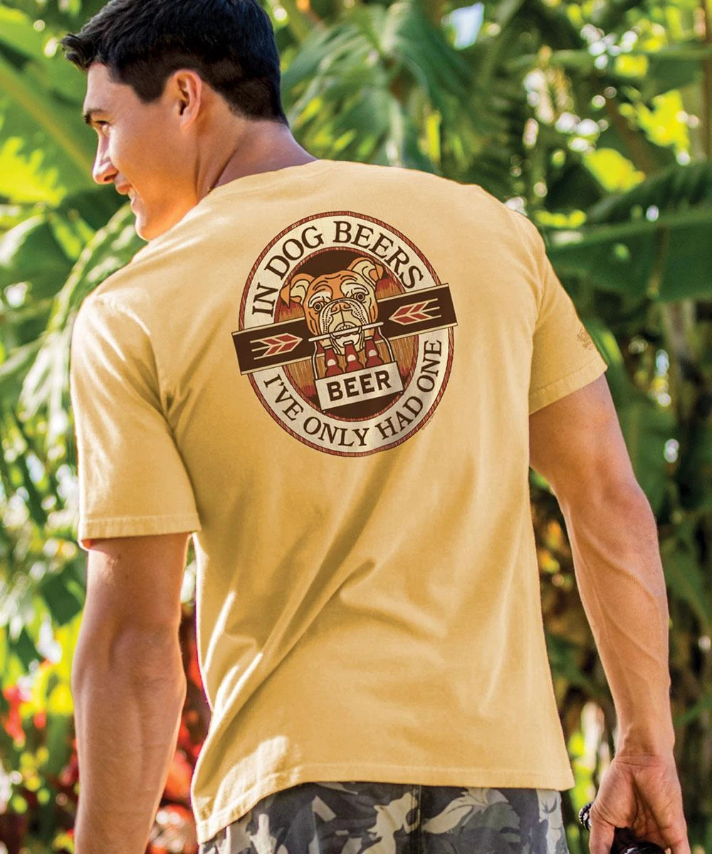 In Dog Beers - Beer Dyed Short Sleeve Crewneck T-Shirt 1 In Dog Beers - Beer Dyed Short Sleeve Crewneck T-Shirt
