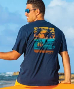 Brushstroke Beach - Navy Short Sleeve Crewneck T-Shirt