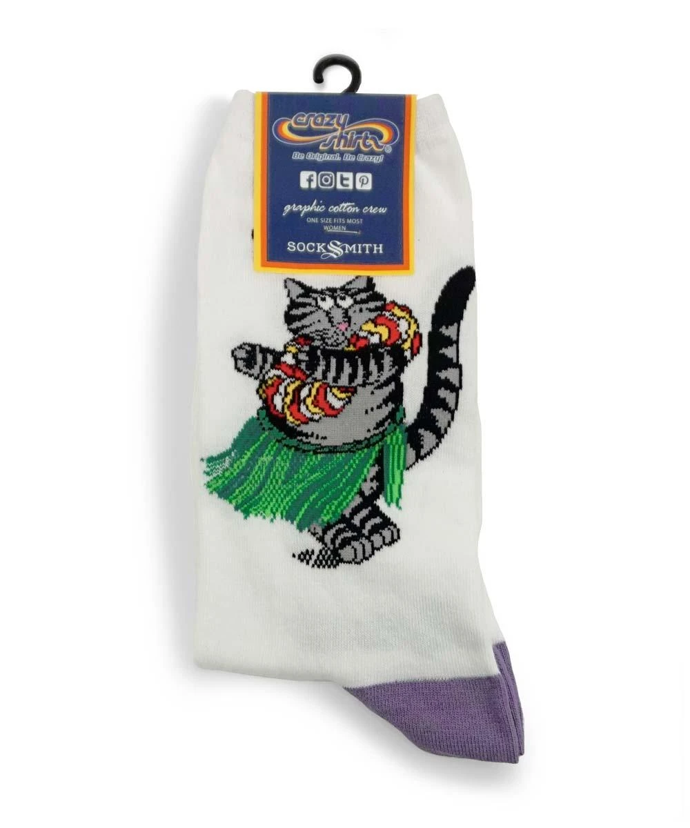 B. Kliban Hula Cat - Graphic Cotton Crew Socks 3 B. Kliban Hula Cat - Graphic Cotton Crew Socks - Image 3