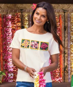 Plumeria Farm Varieties - Coconut Dyed Short Sleeve Scoop Neck T-Shirt