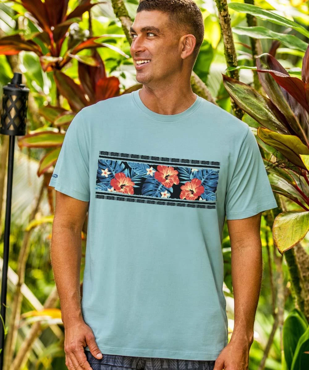 Twilight Floral Band - Cool Blue Short Sleeve Pima T-Shirt 1 Twilight Floral Band - Cool Blue Short Sleeve Pima T-Shirt