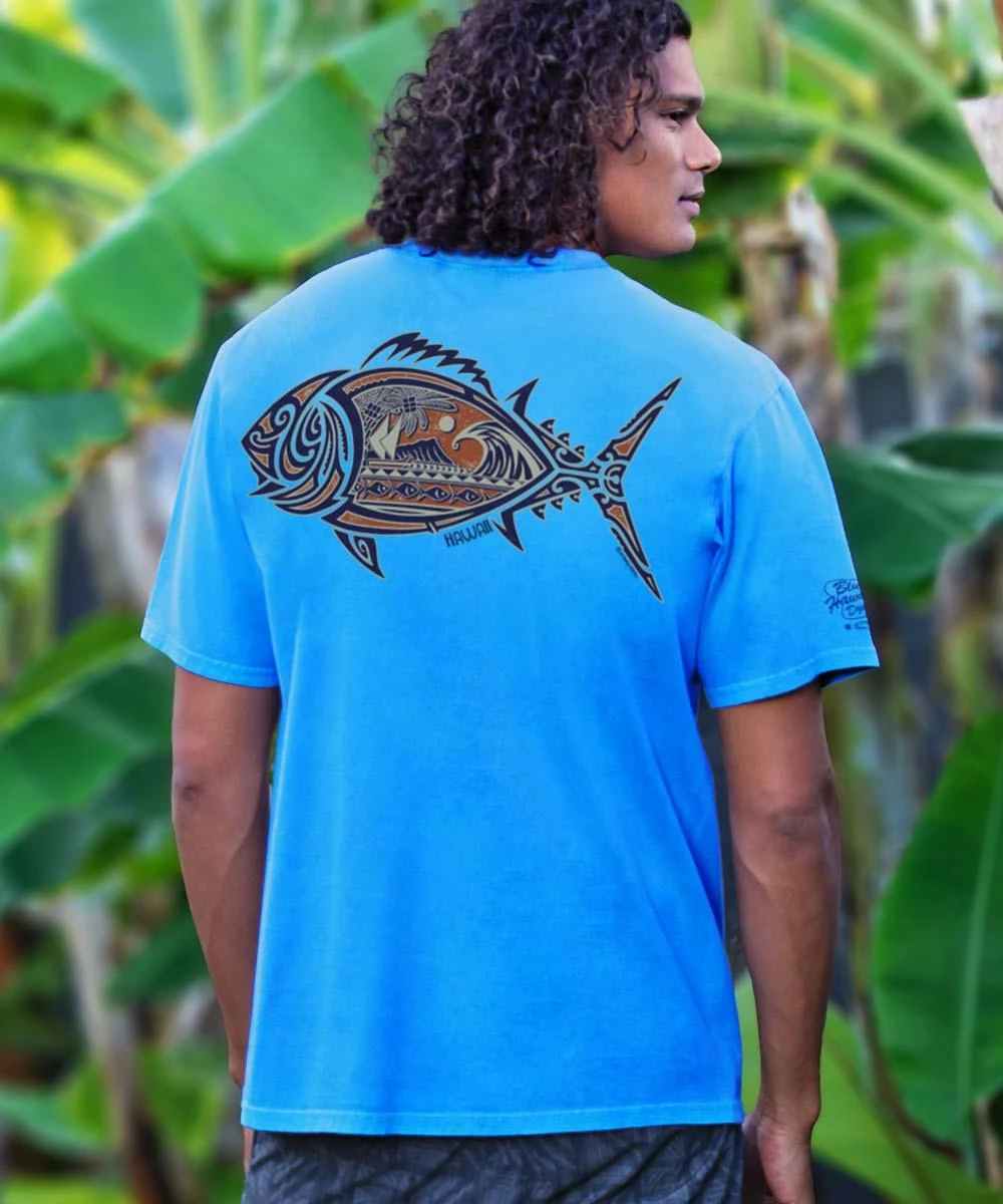 The Hunt - Blue Hawaii Dyed Short Sleeve Crewneck T-Shirt 1 The Hunt - Blue Hawaii Dyed Short Sleeve Crewneck T-Shirt