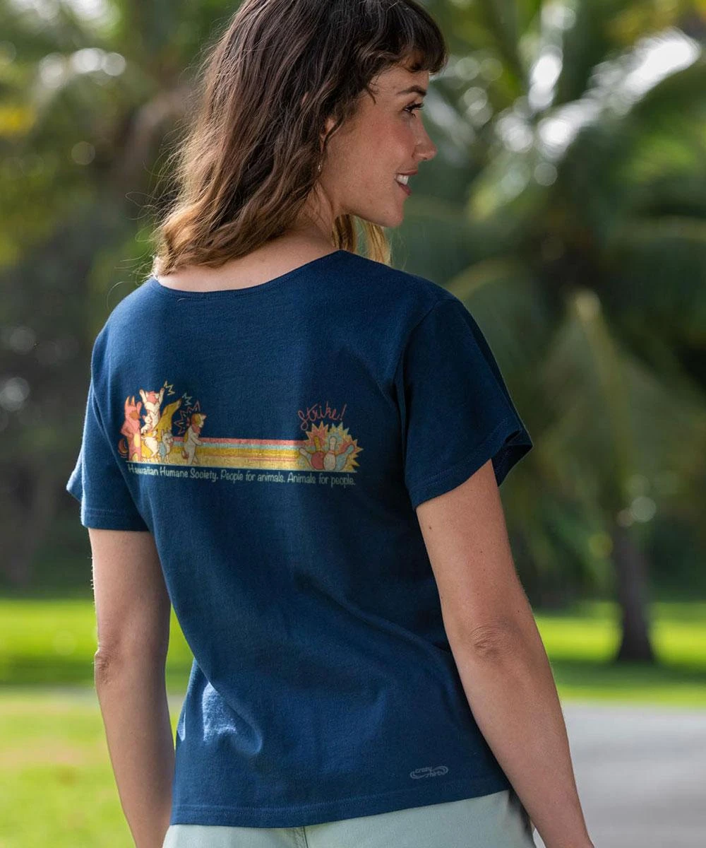 Hawaiian Humane Society Bowling Paws - Navy Short Sleeve Scoop Neck T-Shirt 2 Hawaiian Humane Society Bowling Paws - Navy Short Sleeve Scoop Neck T-Shirt - Image 2