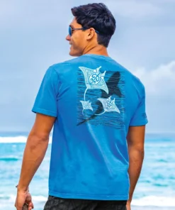 Cruzing Manta Mano - Blue Hawaii Dyed Short Sleeve Crewneck T-Shirt
