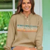 Banded Bit Of Love - Kona Coffee Dyed Long Sleeve Lightweight Pullover