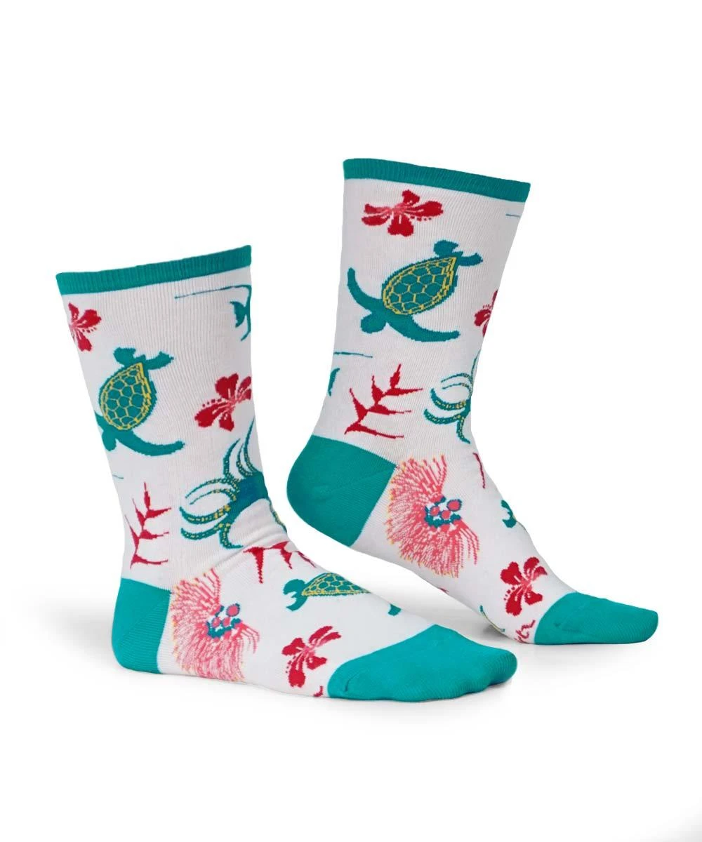 Hawaiian Whimsy - Graphic Cotton Crew Socks 2 Hawaiian Whimsy - Graphic Cotton Crew Socks - Image 2