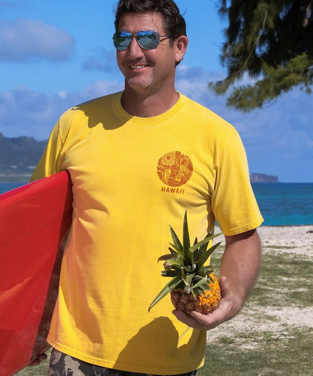 Tribal Island Elements - Pineapple Dyed Short Sleeve Crewneck T-Shirt 2 Tribal Island Elements - Pineapple Dyed Short Sleeve Crewneck T-Shirt - Image 2