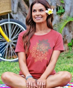 Hennalicious - Paradise Red Dyed Short Sleeve Scoop Neck T-Shirt