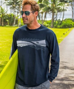Mana - Navy Long Sleeve Crewneck T-Shirt