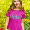 Floral Pua Band - Berry Short Sleeve Scoop Neck T-Shirt