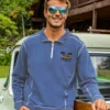 Woodie Longboard - Blue Heather Long Sleeve Mountain Peak Pullover